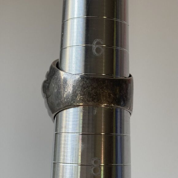 Vintage Sterling Silver 925 Ring Size 6.5 Modernist Domed Chunky Unisex Oxidized - Picture 4 of 13